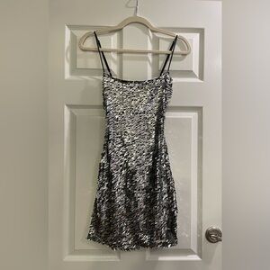 Lucy in the Sky Glittering Silver Mini Dress
